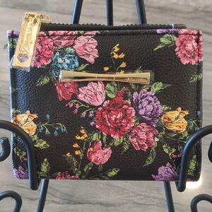 Betsey Johnson Black and Pink Wallet with Floral Elegance